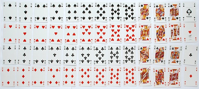 Sample Space of Drawing One Card from Standard Deck. Picture from https://en.wikipedia.org/wiki/Standard_52-card_deck